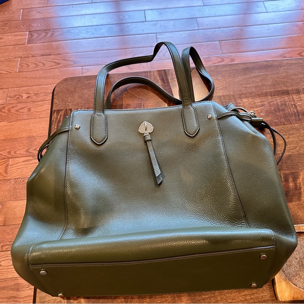 Kate spade large satchel purse, dark green